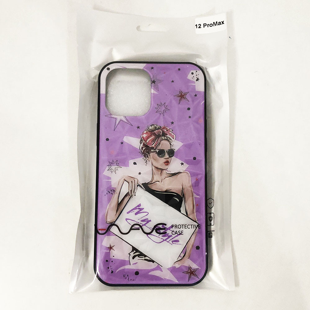 Чохол на Apple Iphone 12 Pro Max дівчина в окулярах. QL-568 Колір фіолетовий