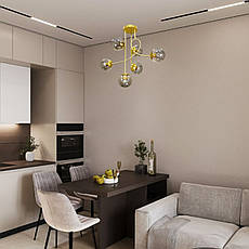Золота люстра з графітових куль на 6 ламп (52-L7914-6 GD+BK), фото 4