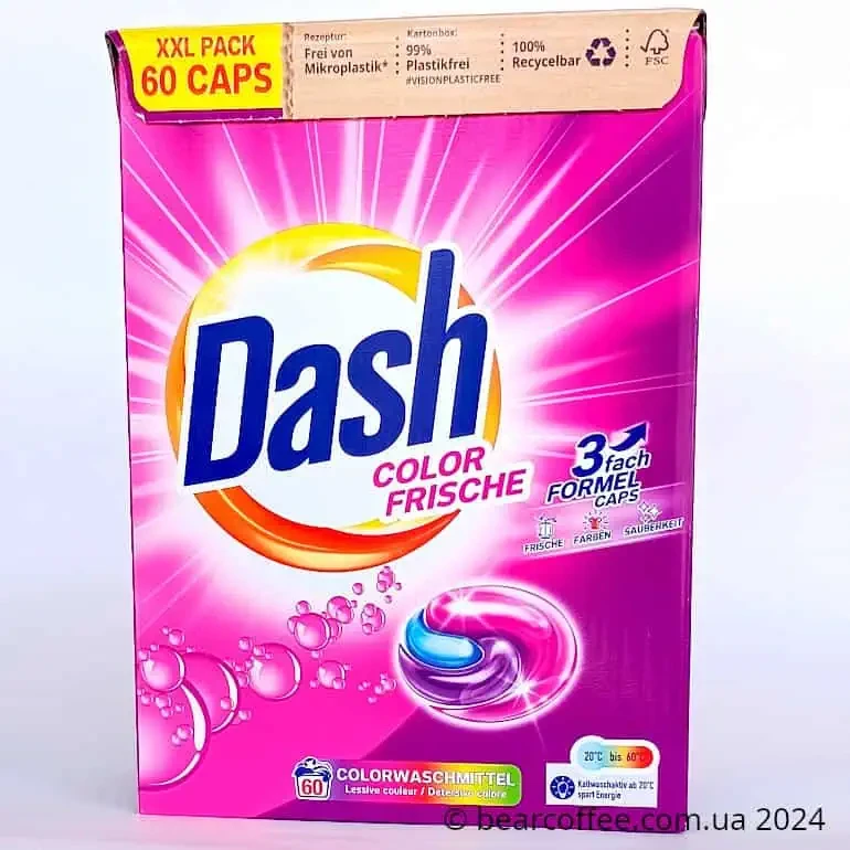 Капсули для прання кольорової білизни Dash Color Frische 60 шт безфосфатні Німеччина захист від дітей
