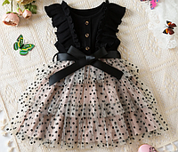 Сукня дитяча в горошок з бантом, 3-5 років.