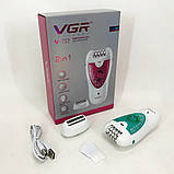 Жіночий акумуляторний депілятор VGR, Епілятор бритва для ніг, Депілятор для волосся TA-12, фото 9