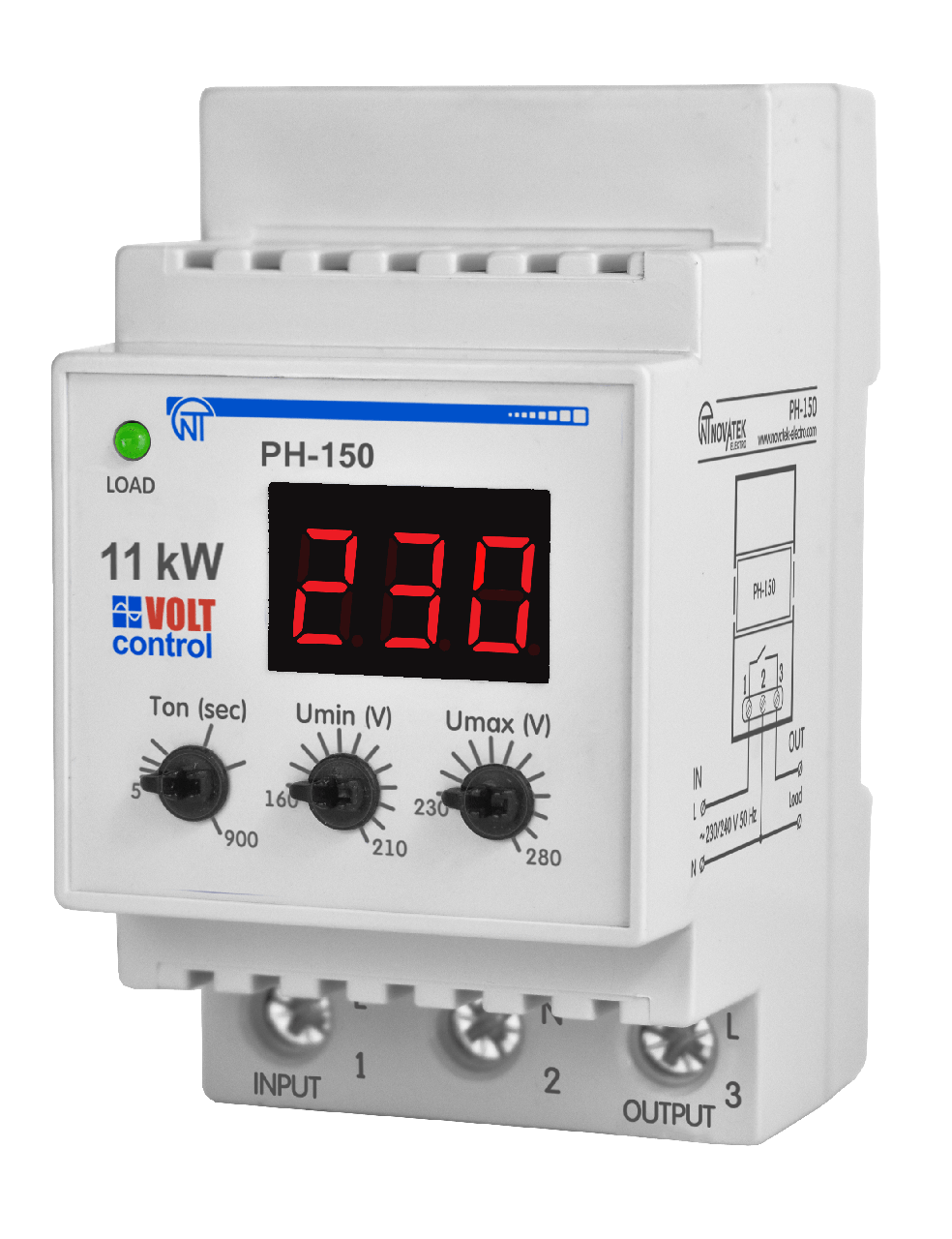 Реле напруги РН-150 «VOLT CONTROL» 50А, 11 кВт, Новатек-Електро