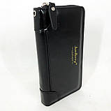 Горизонтальний довгий чоловічий гаманець, Подарунок чоловікові гаманець, Клатч з гладкої шкіри WT-78, фото 2