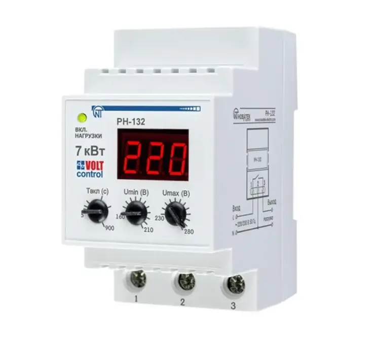 Реле напруги РН-132 «VOLT CONTROL» 32А, 7 кВт, Новатек-Електро