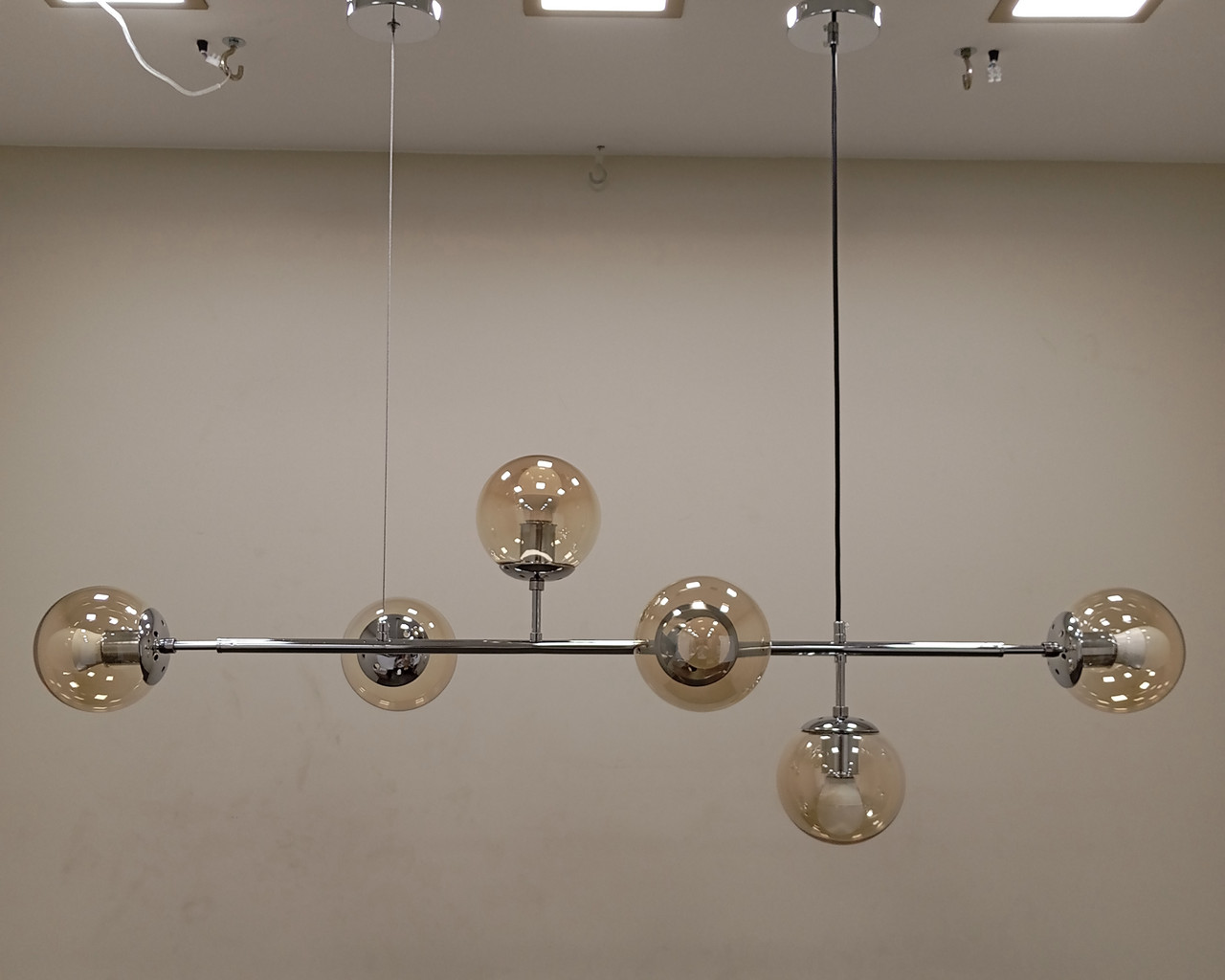 Срібна сучасна люстра на 6 плафонів (52-9802-6 CR+BR)