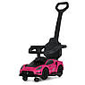Дитяча каталка-толокар Maserati 5106 з батьківською ручкою 2 в 1 Рожевий, фото 5