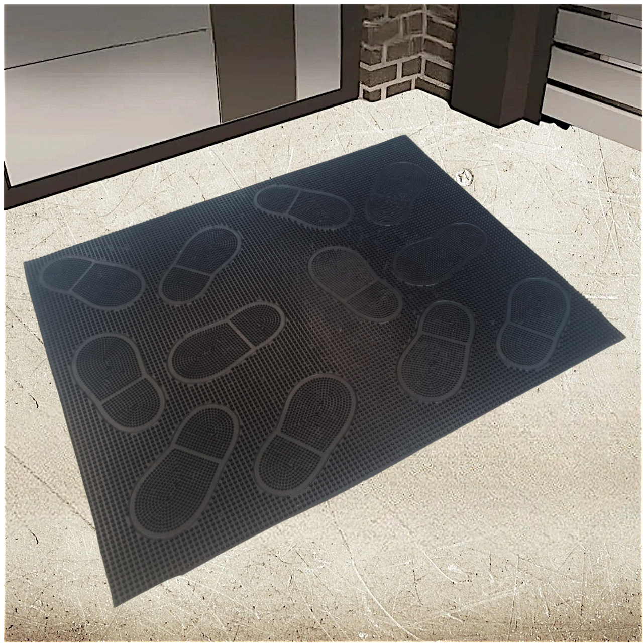 Килимок гумовий придверний Сліди 60х75 см, фото 1