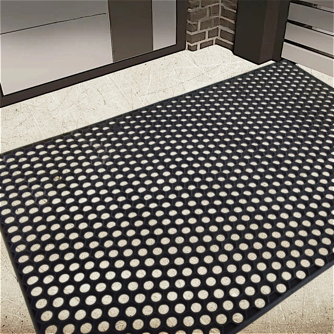 Килимок гумовий придверний Сота 100х140 см, фото 1