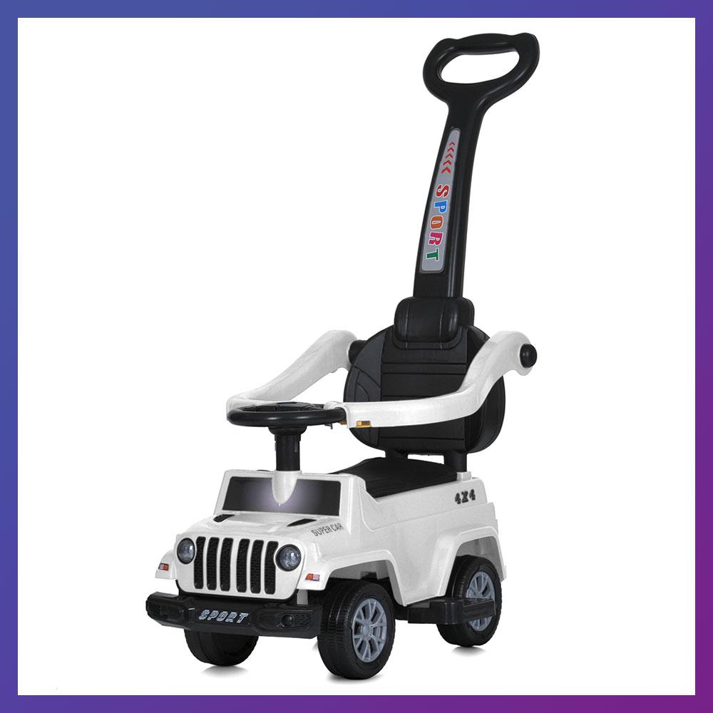 Дитяча каталка-толокар Jeep 5902 з батьківською ручкою 2 в 1 Білий, фото 1