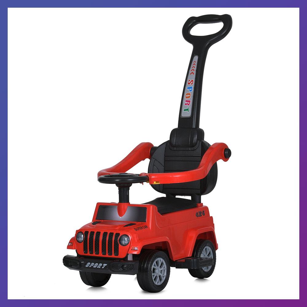 Дитяча каталка-толокар Jeep 5902 з батьківською ручкою 2 в 1 Червоний