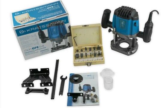 Професійний мережевий ручний фрезер по дереву Kraissmann 1500 OFE 6-8 для обробки дерева (12 насадок), фото 1