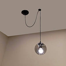 Уцінка! Чорний підвіс зі скляною 15см графітовою кулею (56-PR1501F-1 BK+BK), фото 2