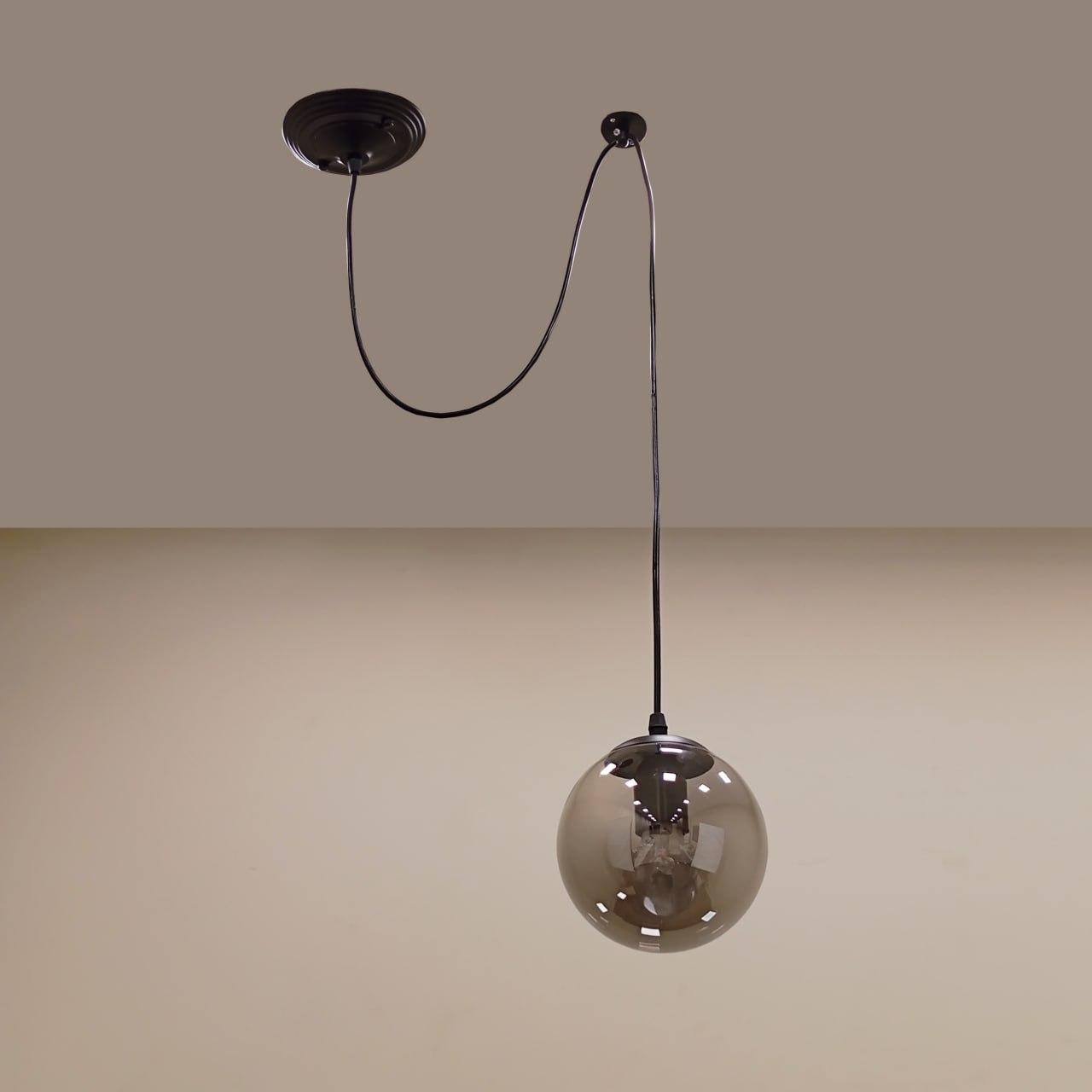 Уцінка! Чорний підвіс зі скляною 15см графітовою кулею (56-PR1501F-1 BK+BK)
