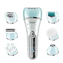 Епілятор Lugi VGR 6 в 1 жіночий акумуляторний USB для обличчя тіла, домашній триммер видалення волосся бездротовий