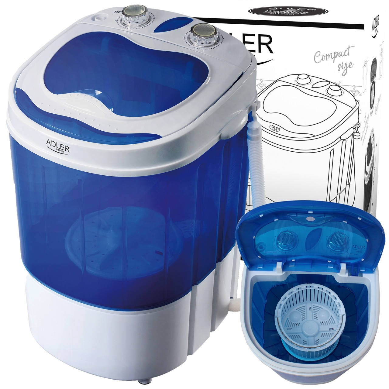 Пральна машина туристична напівавтомат з центрифугою Adler AD 8051 Польща, фото 1
