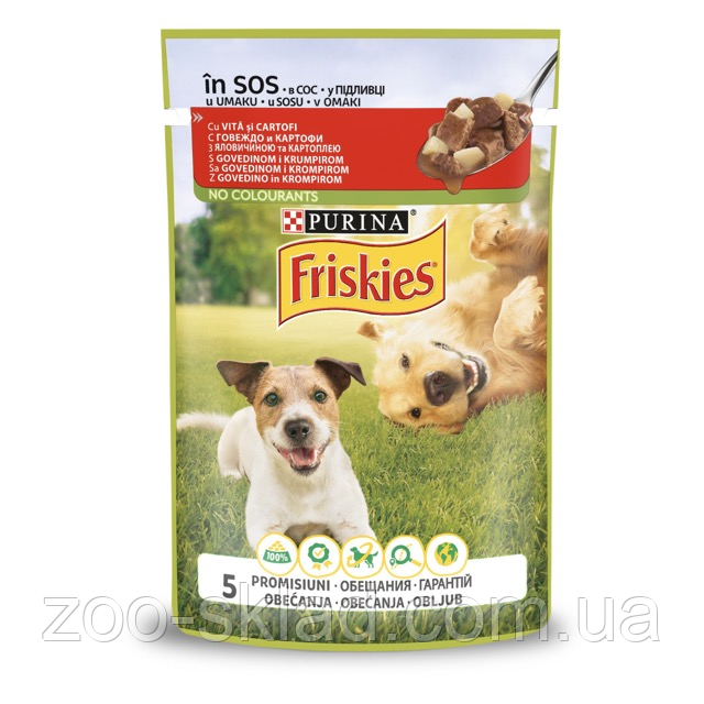 Friskies Adult Шматочки у підливці з яловичиною та картоплею для дорослих собак 100г