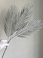 Потрійна пальмова гілка для новорічного декору ( срібло , 80 см ), фото 2