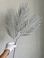 Потрійна пальмова гілка для новорічного декору ( срібло , 80 см ), фото 4