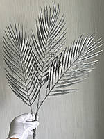 Потрійна пальмова гілка для новорічного декору ( срібло , 80 см ), фото 3