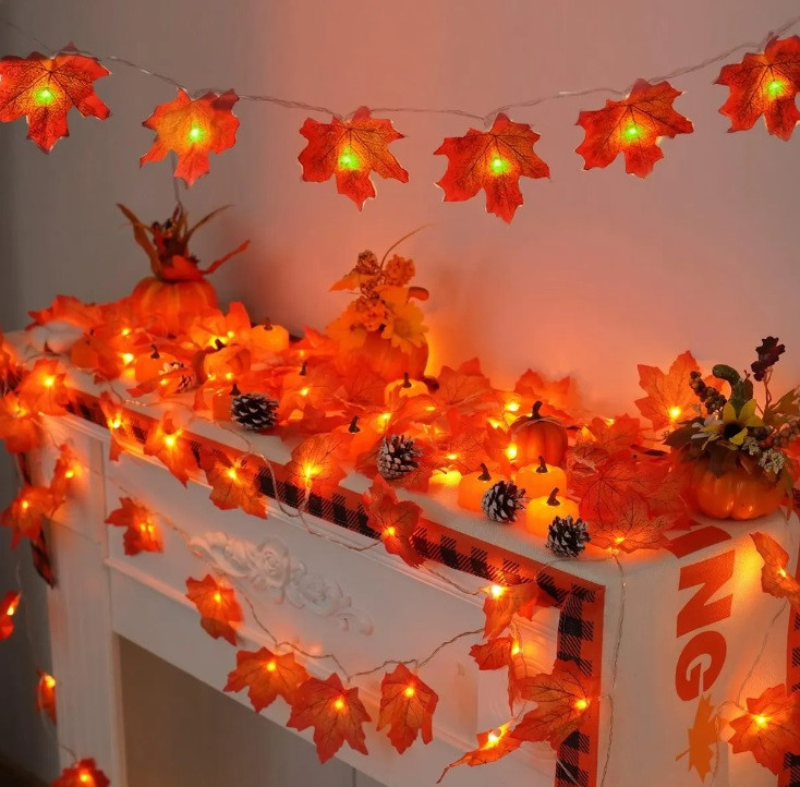 Світлодіодна гірлянда з кленовим листям usb 6 м 40 led, фото 1