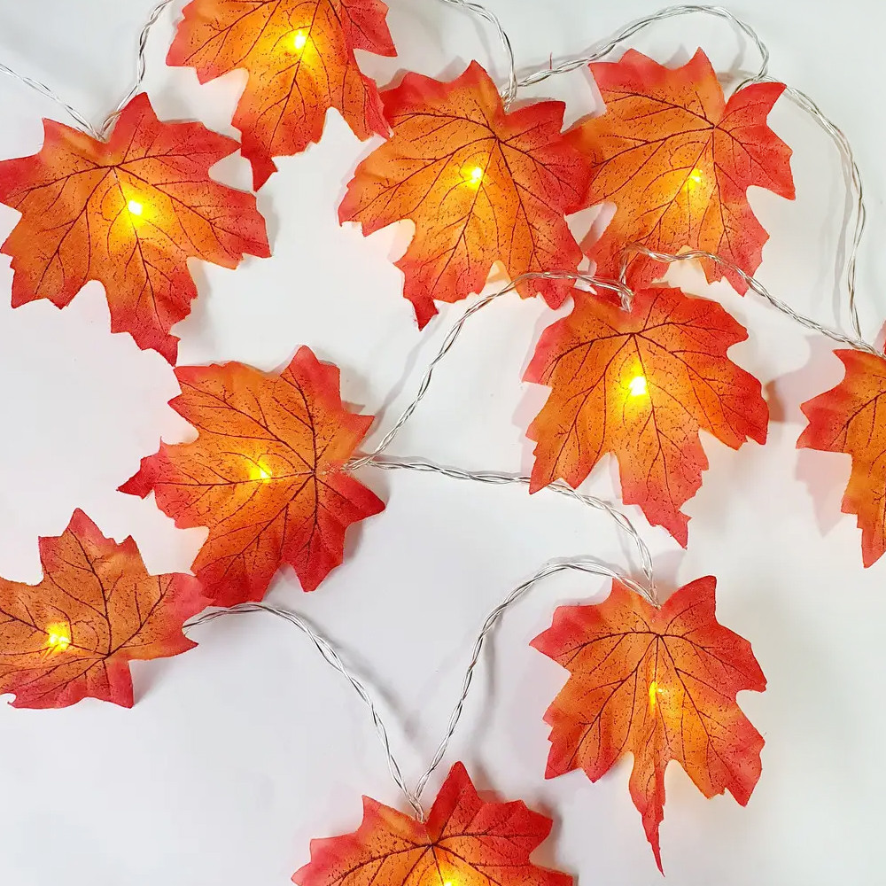 Світлодіодна гірлянда з кленовим листям USB 1,5 м 10 led, фото 1