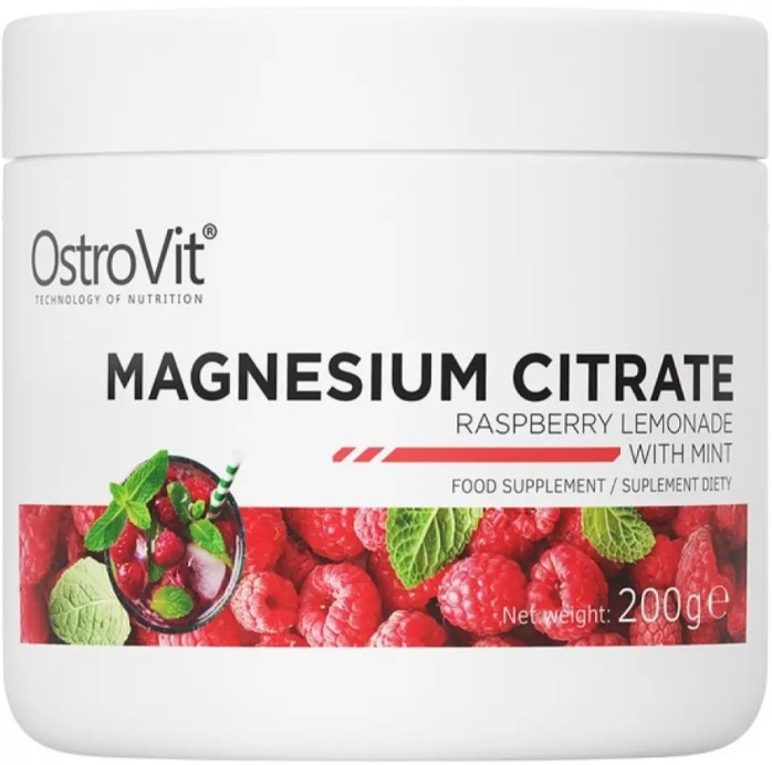 Магнія цитрат Ostrovit Magnesium Citrate 200г малиновий лимонад