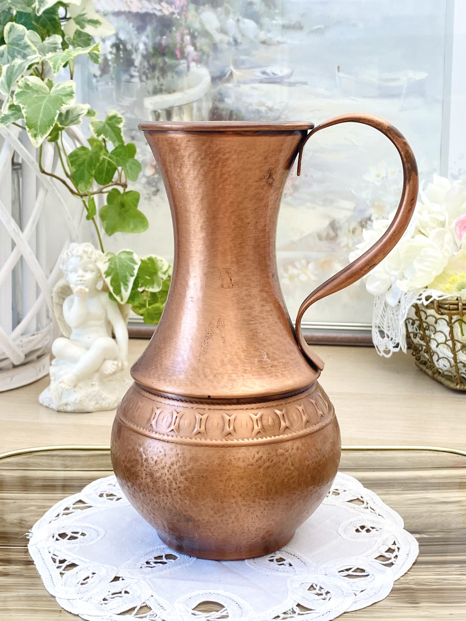 Колекційний мідний глечик ручної роботи, стара мідь, Німеччина, вінтаж, 1 літр