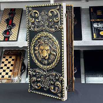 Нарди подарункові Лев 64×32×4см ручне різьблення