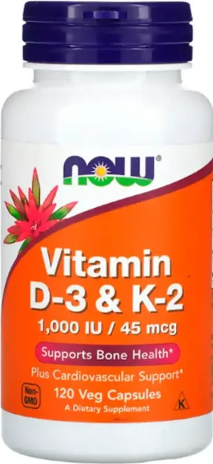 Вітаміни Д3 К2 NOW Vitamin D-3 K-2 1000 IU 45 мкг 120 капс