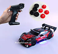 Машинка для дріфту на радіокеруванні Nissan GT-R 4WD дрифт машина 2 Швидкості Світло Неонове підсвічування Червоний