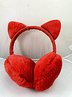 Хутряні дидячі навушники з вушками Червоний