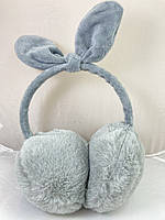 Наушники меховые с солохой синие Сірі