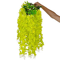 Декоративна штучна звисаюча гілка "Гліцинія", зелена, 110 см