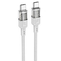 Дата кабель Hoco U129 Spirit Transparent Type-C to Type-C 60 W (1.2m)