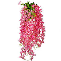 Декоративна штучна звисаюча гілка "Гліцинія", рожева, 110 см