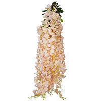Декоративна штучна звисаюча гілка "Гліцинія", бежева, 110 см