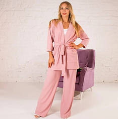 Костюм молодіжний кардиган з брюками "Рондо" в пудровому кольорі