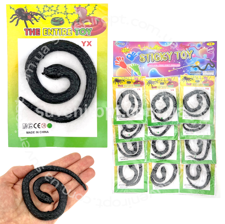 Прикольна іграшка Змія липка чорна, фото 1