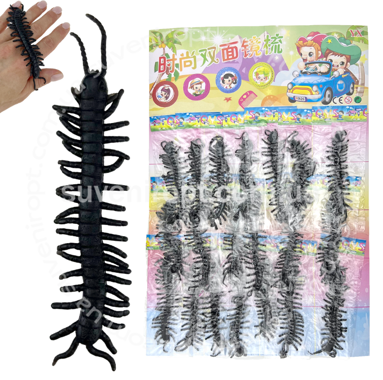 Незвичайна іграшка Сороконіжка велика чорна 20 шт., фото 1