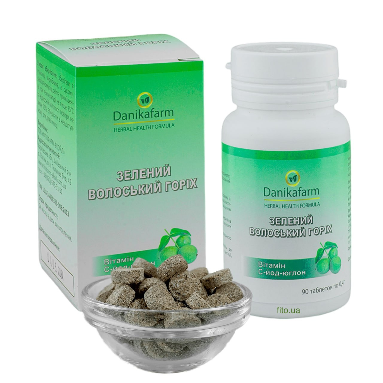 Зелений волоський горіх таблетки для підняття гемоглобіну 90 шт по 0.4 г, фото 1