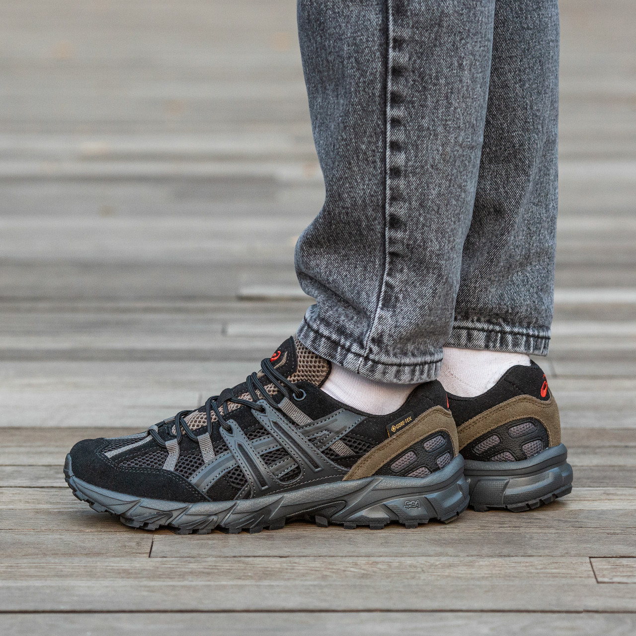 Зимові Чоловічі Кросівки Asics Gel-Sonoma 15-50 Gore-Tex Black / Асікс Гел-Сонома 15-50 Гор Текс Чорні з Хакі