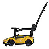 Дитяча каталка-толокар Maserati 5106 з батьківською ручкою 2 в 1 Жовтий, фото 3