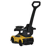 Дитяча каталка-толокар Maserati 5106 з батьківською ручкою 2 в 1 Жовтий, фото 4