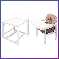Дитячий стільчик-трансформер для годування дерев'яний Babyroom Пеппі-240 білий капучино/шоколад їжачок