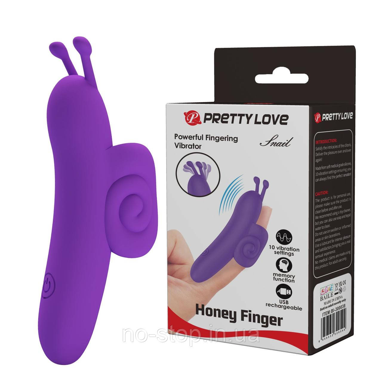 Вібростимулятор PRETTY LOVE Snail Honey Finger, 10 vibration functions Memory function, фото 1