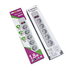 Мережевий фільтр 1,8 м, 5 розеток, в асортименті