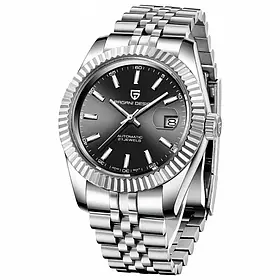 Pagani Design PD-1645 Silver-Black DateJust Годинник чоловічий механічний з автопідзаводом водонепроникний з датою
