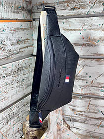 Чоловіча бананка Tommy Hilfiger Black сумка на пояс еко шкіра Томмі чорна з регульованим ремінцем унісекс