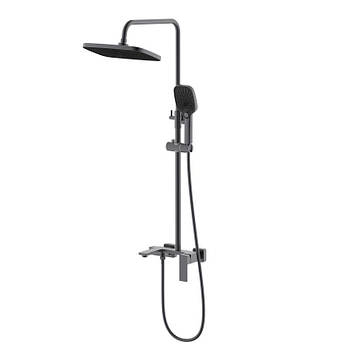 Душова система універсальна Qtap Gemini на три споживачі (з виливом) QTGEM111GMB45688 Gunmetal Black PVD