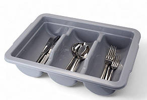 Лоток для столових приборів на 3 відділи сірий "One Chef"
